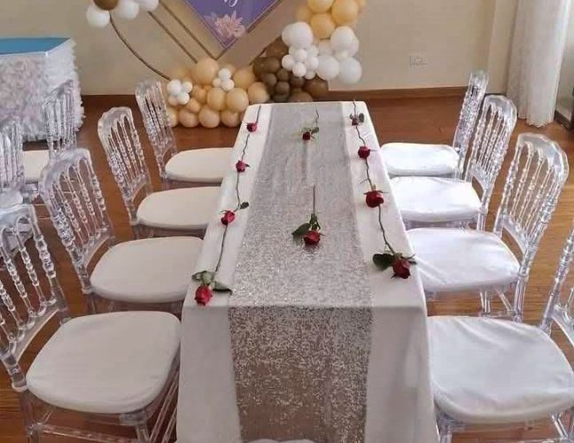 Rectangle tables and clear plastic chairs