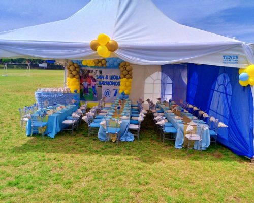 Kids birthday party balloons decorations tables and chairs