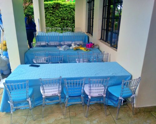 Kids birthday party balloons decorations tables and chairs