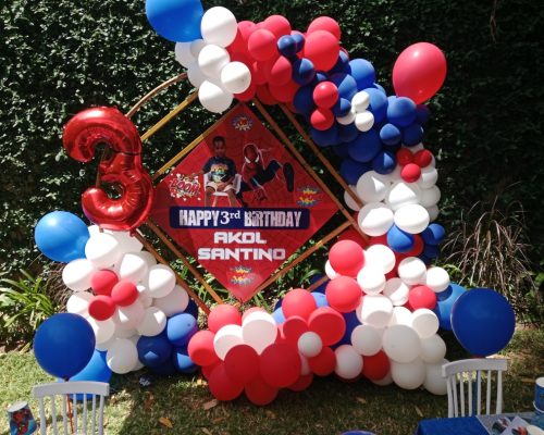 Kids birthday spiderman theme balloon decorations
